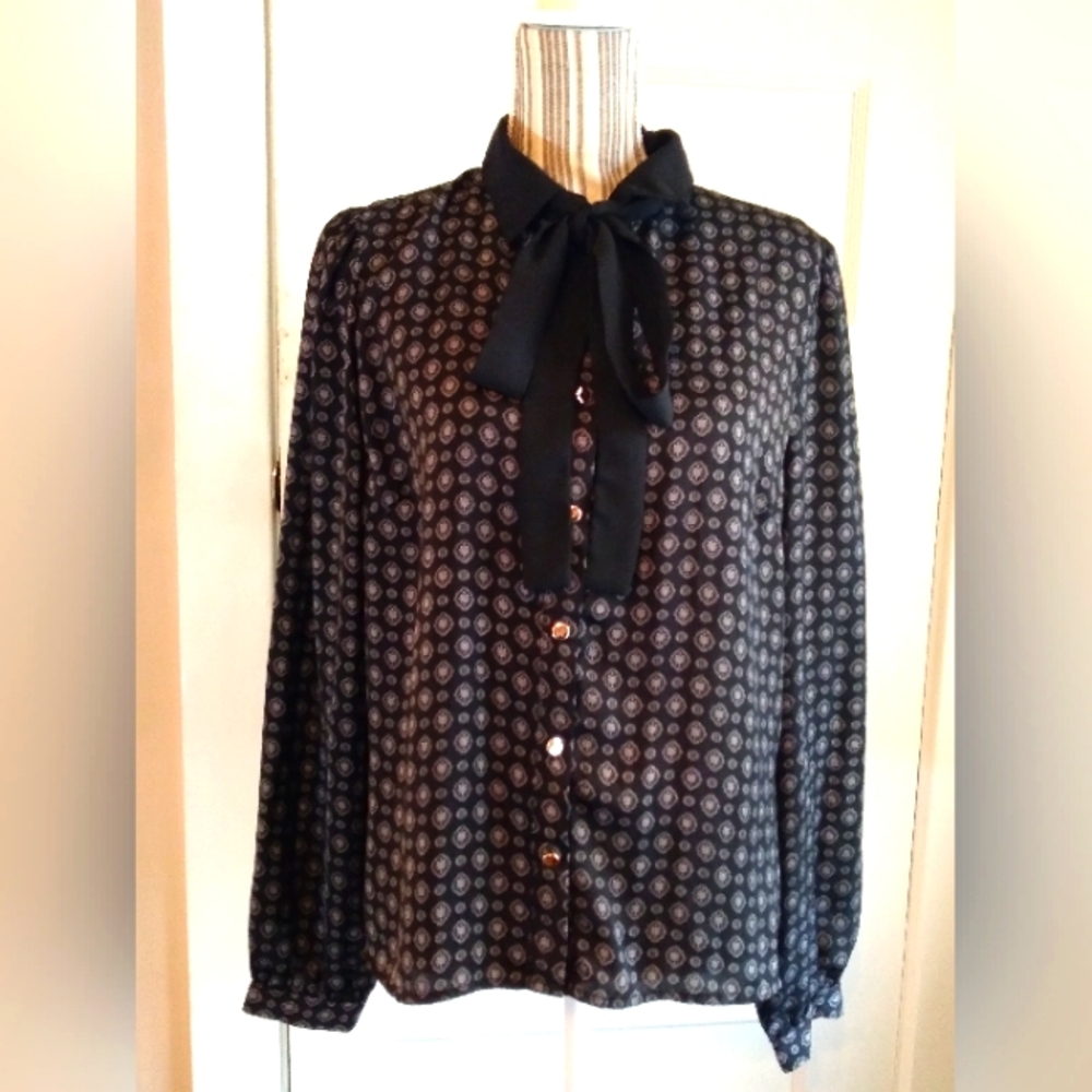 Poppy Lux tie-neck Victorian Goth blouse - 12
